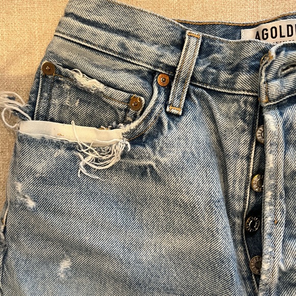 Agolde Parker Cut Off Shorts in Swampeet - Picture 5 of 9